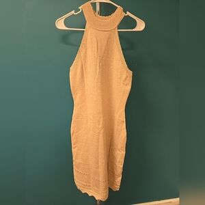 Size Medium Women's Sleeveless Beige Bodycon Sweater Dress